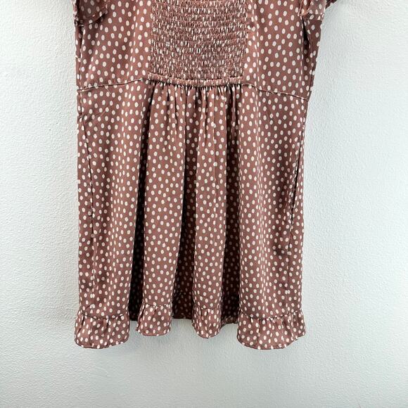 NWT Abercrombie & Fitch Short Sleeve Polka Dot Dress Ruffle Hem Large - Picture 6 of 15